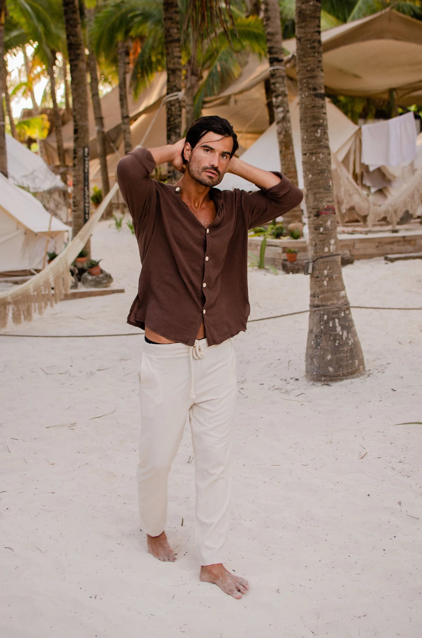 Soft Gauze Button-Up Shirt Long Sleeve