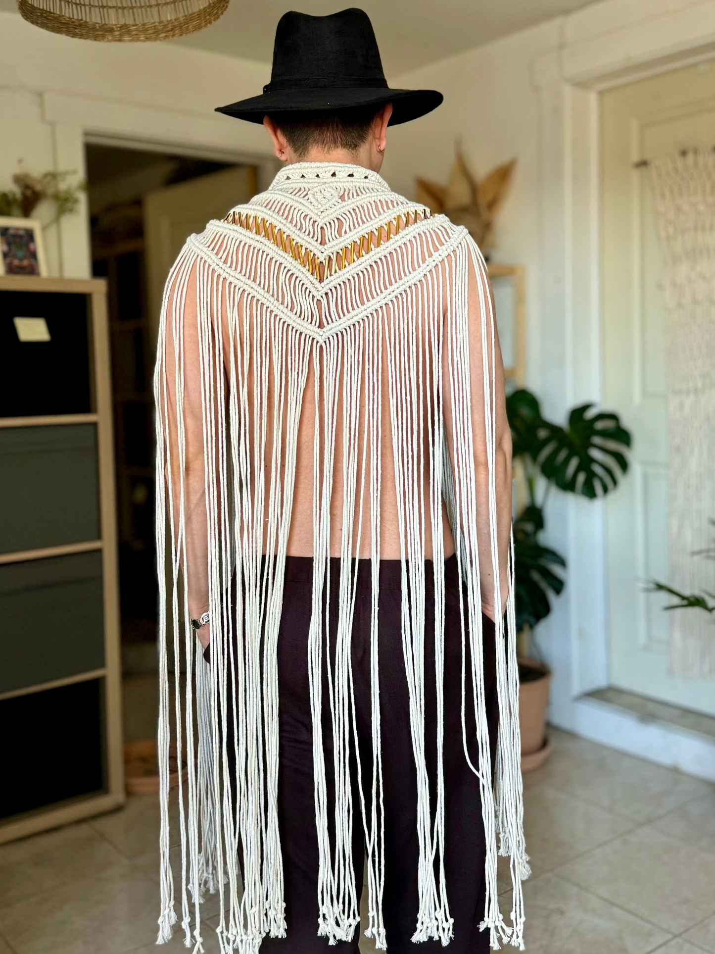 Solstice Macrame Vest, burning man festival handwoven top