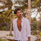 Soft Gauze Button-Up Shirt Long Sleeve
