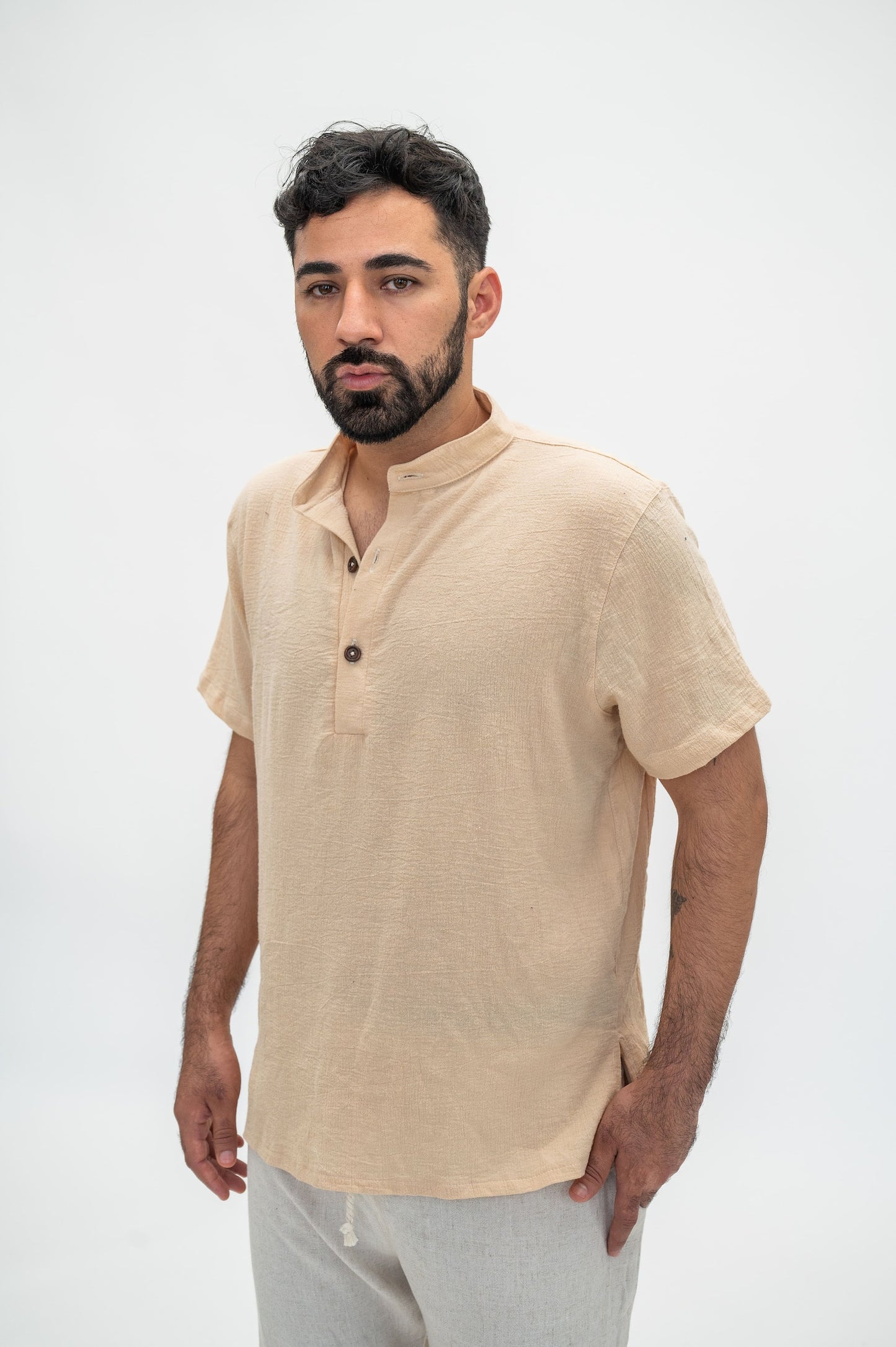 Soft Gauze Tunic Shirt Short Sleeve